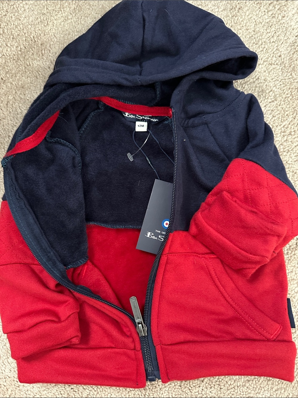 Ben Sherman Black Zip-Up Hooded Sweater with Red Accent